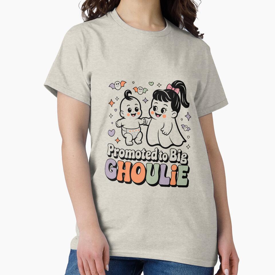 Promoted to Big Ghoulie Cute Halloween Big Sister Shirt by Raw Tigers