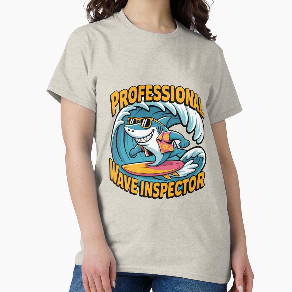 Professional Wave Inspector Shark Surfing  | Funny Beach Vacation Shark by PIXENTRA