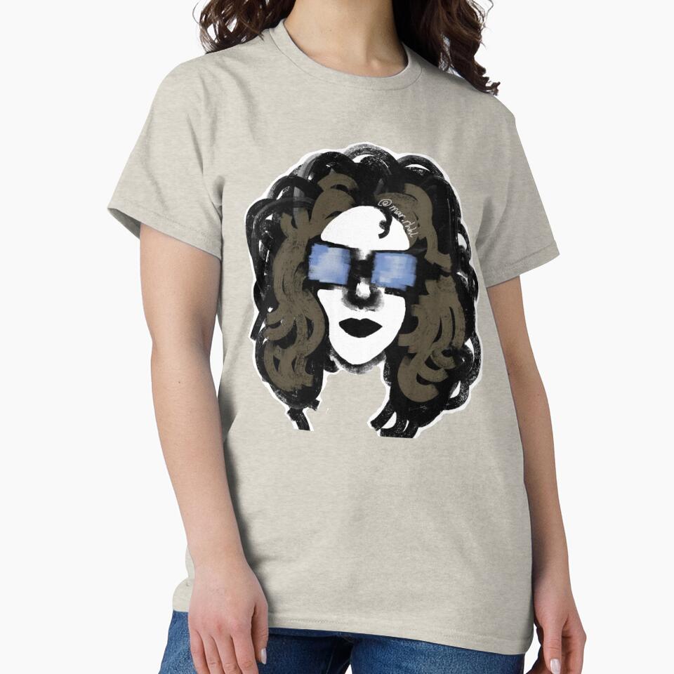Woman with curly hair wearing sunglasses by Mermaso Art