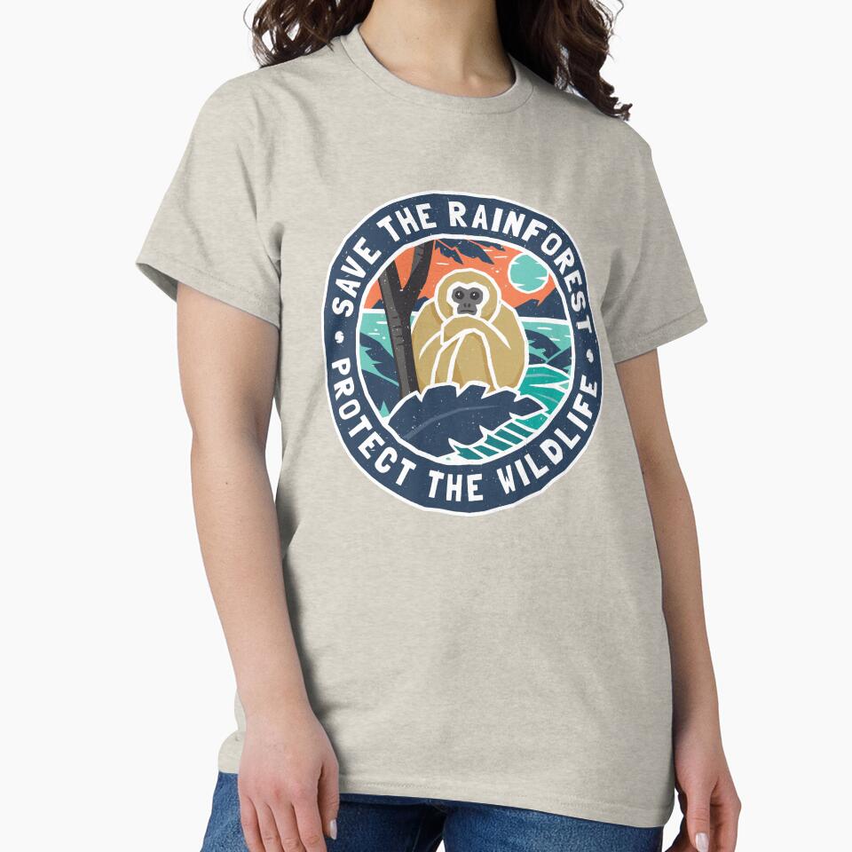 Gibbon Monkey in Wild - Save the Rainforest, Protect the Wildlife by Bangtees