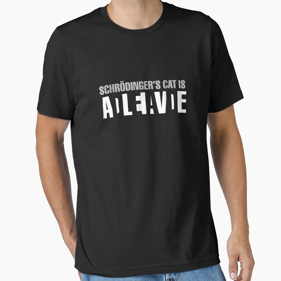 Schrodinger's Cat Is Alive Dead Paradox Science Geek T-Shirt by KellyeCollard