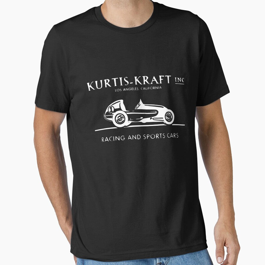 Vintage Kurtis Kraft Inc racing and sports cars - white print by retropetrol