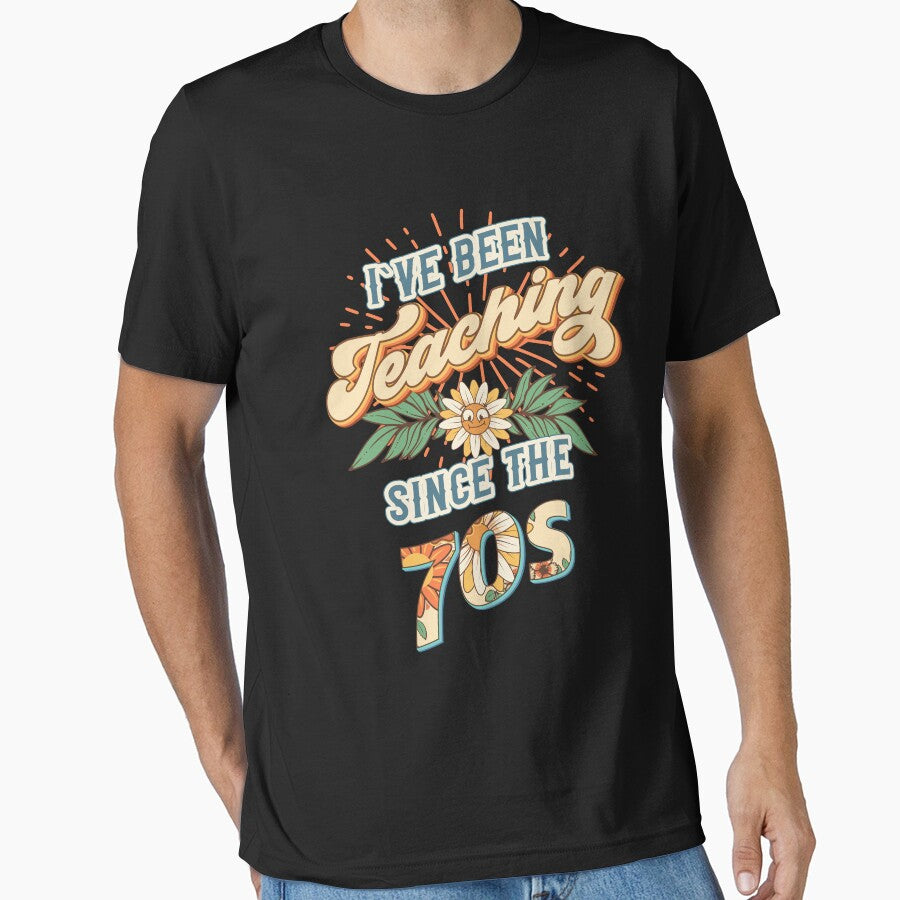 I ve been teaching since the 70s Groovy retro quote  gift for teacher Vintage floral pattern by HomeCoquette