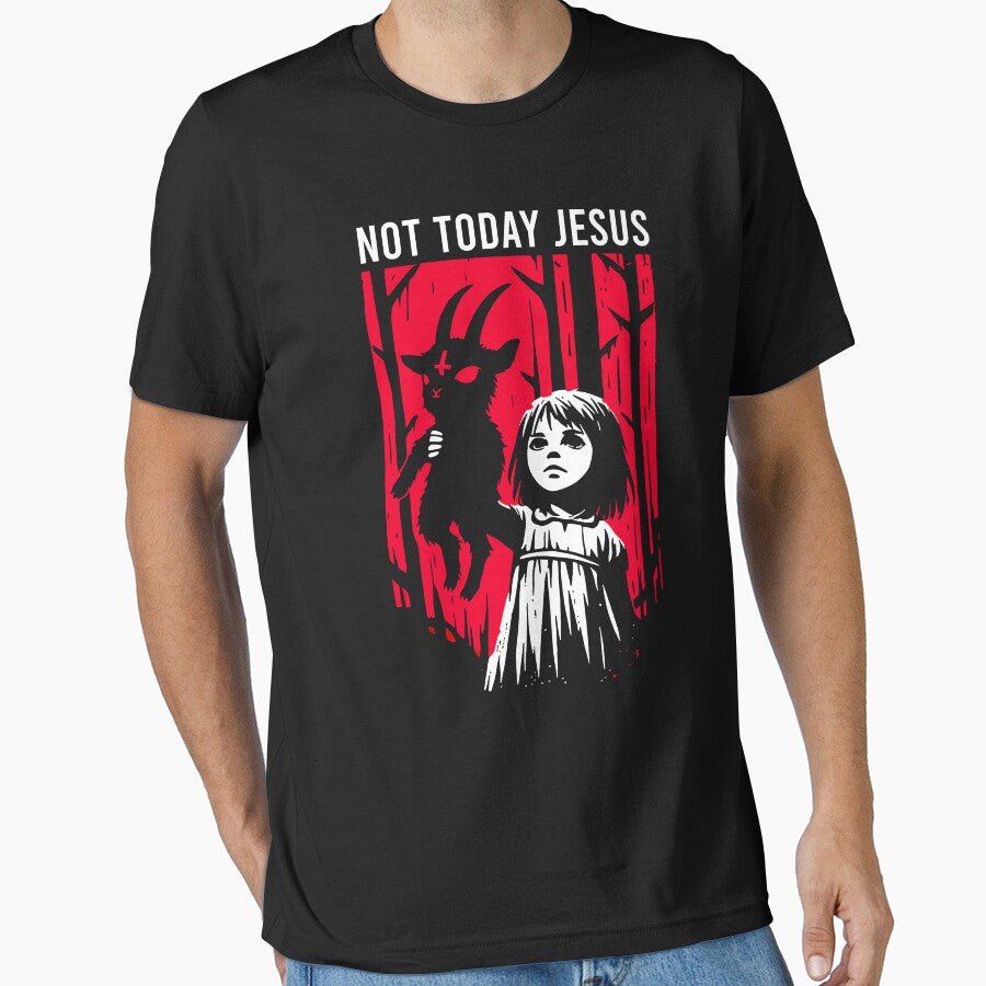 Not Today Jesus Funny Horror Demon Vintage Gothic by PixlCrypt