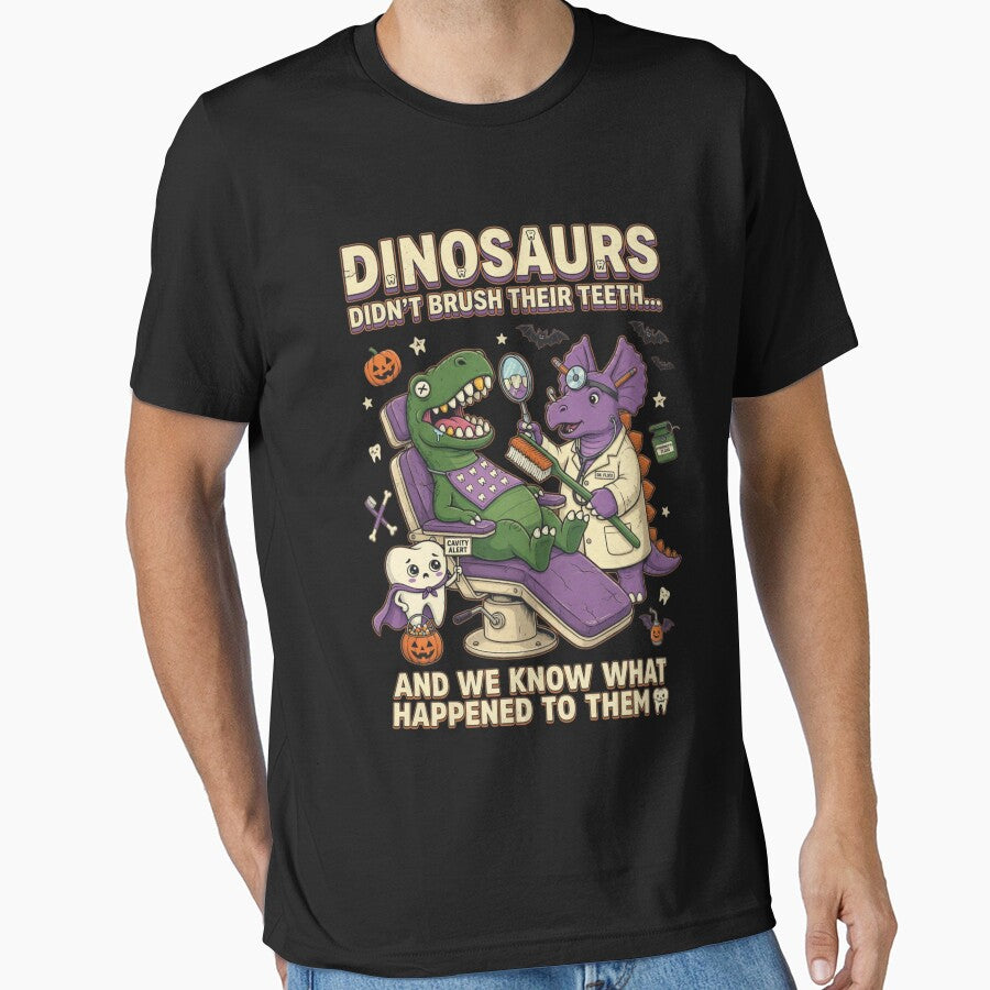 Dinosaurs Didn't Brush Their Teeth Funny Halloween Dental by CF_VintageDesign