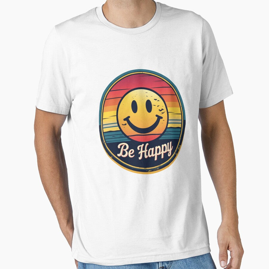 Retro Smiley "Be Happy" Badge by Frame and Flames