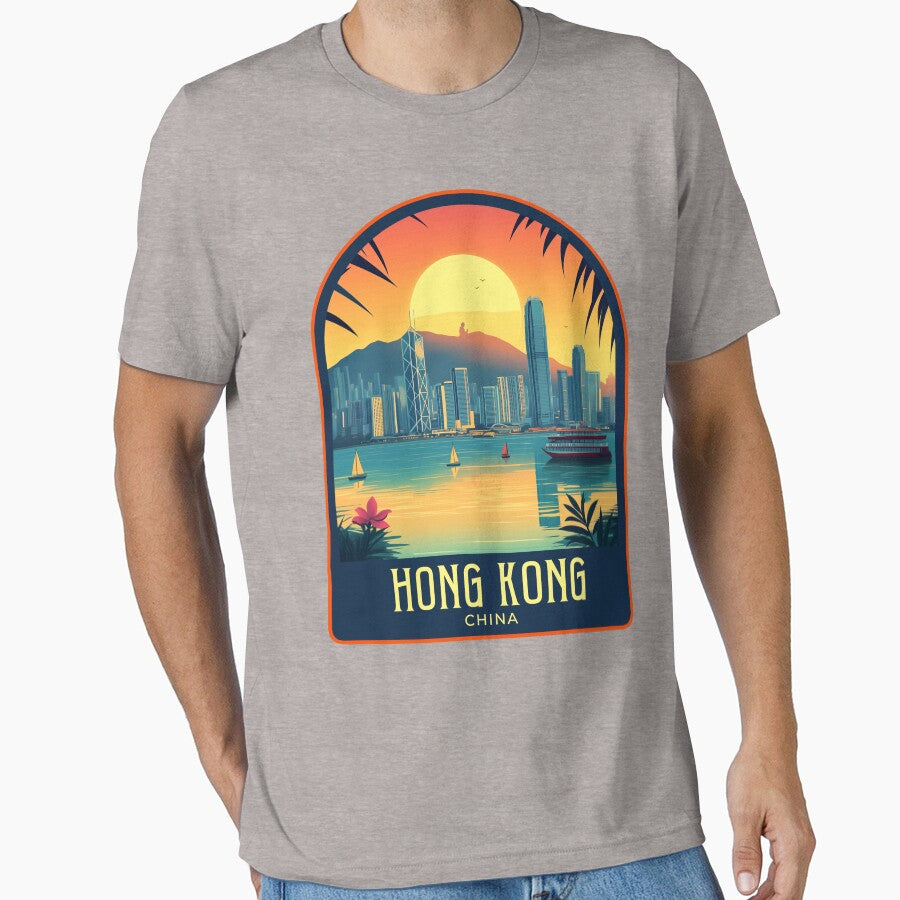 Hong Kong  Vintage Travel Illustration by HomeLivingCo