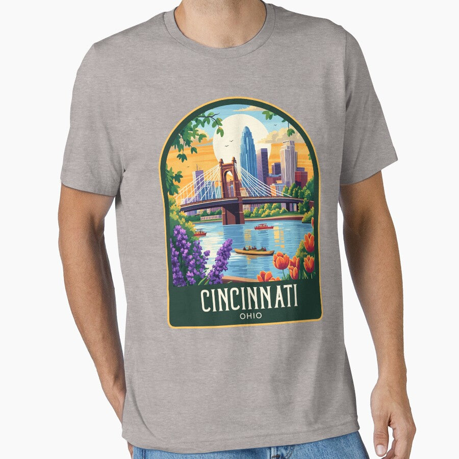 Cincinnati Vintage Travel Illustration by HomeLivingCo