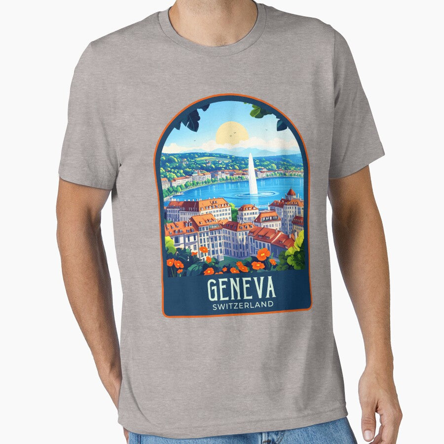 Geneva Vintage Travel Illustration by HomeLivingCo