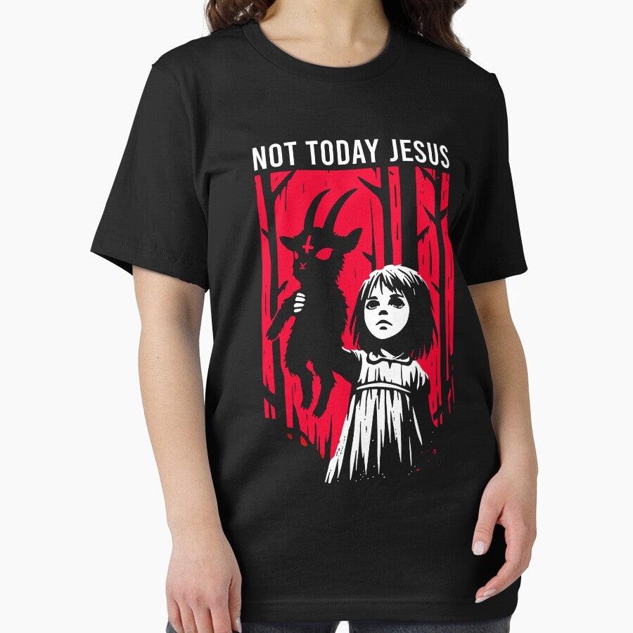Not Today Jesus Funny Horror Demon Vintage Gothic by PixlCrypt