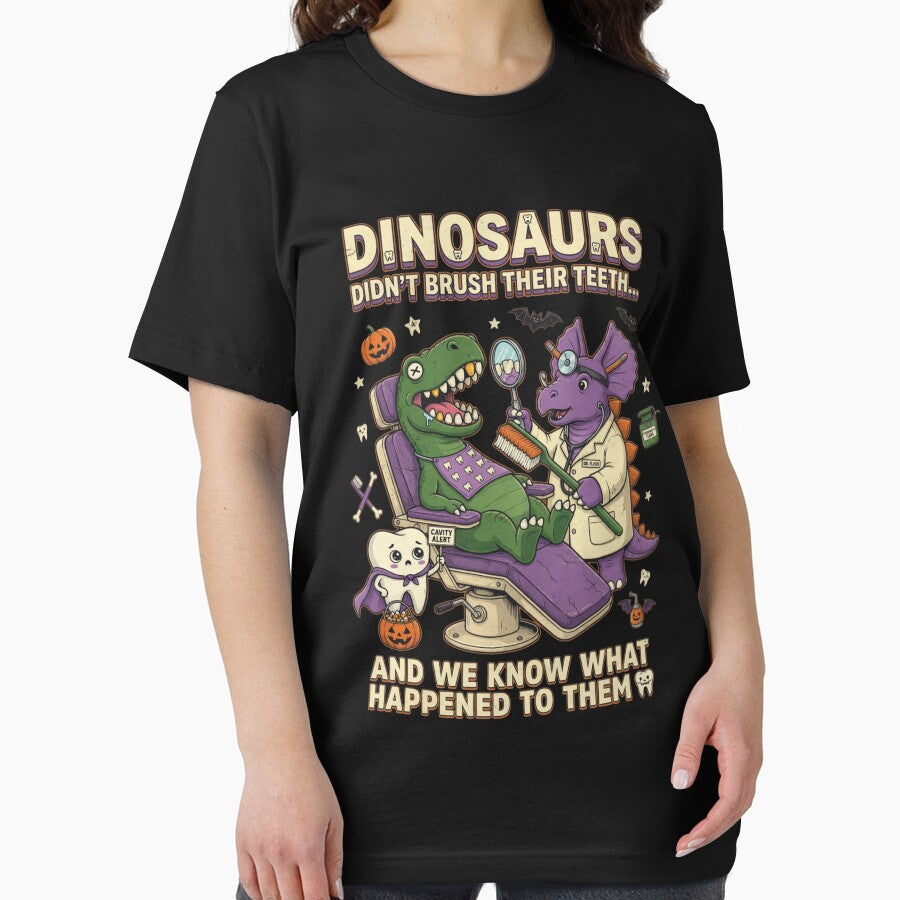 Dinosaurs Didn't Brush Their Teeth Funny Halloween Dental by CF_VintageDesign