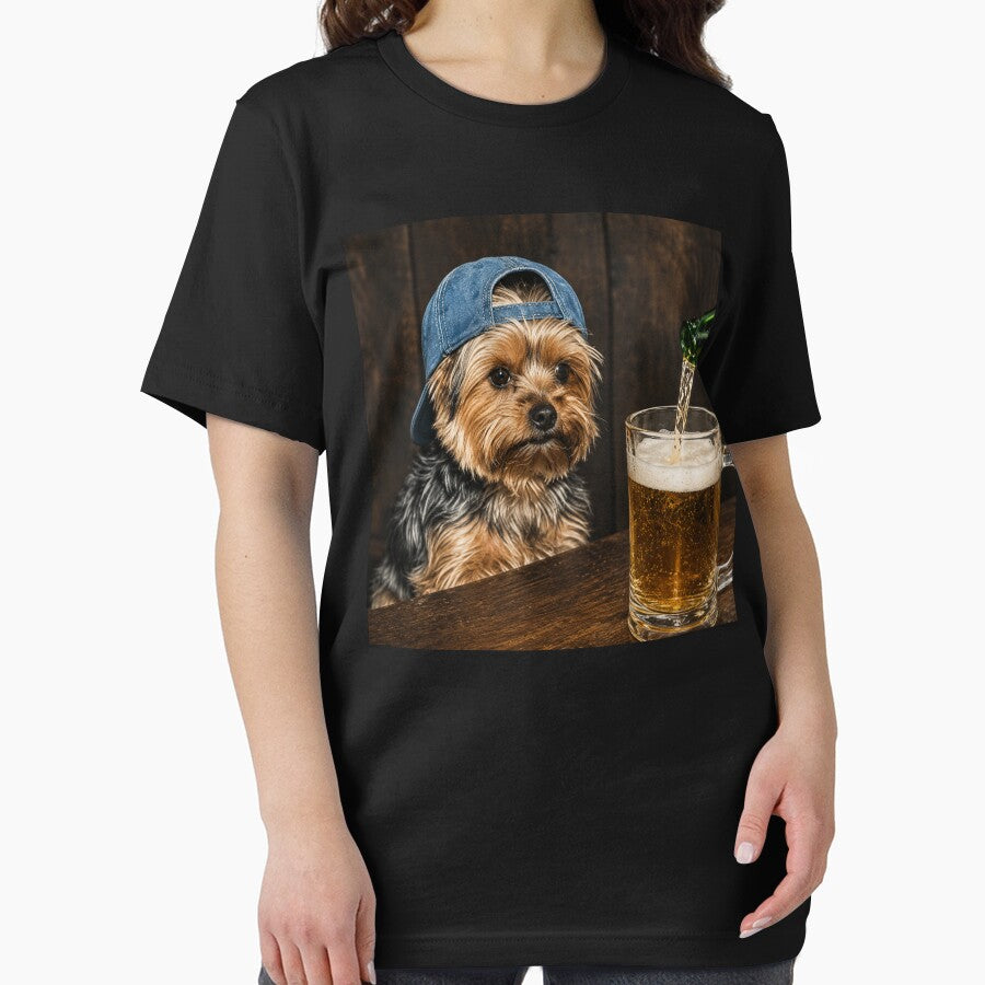 Yorkie Drinking Beer Funny Dog Meme by Starry Night Creative Art