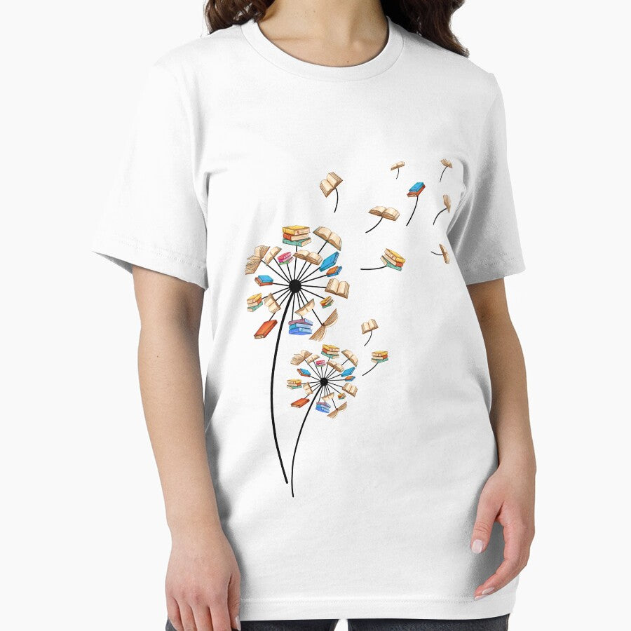 Dandelion Flower Books Fly Reading Gift T-Shirt by TeeSumody
