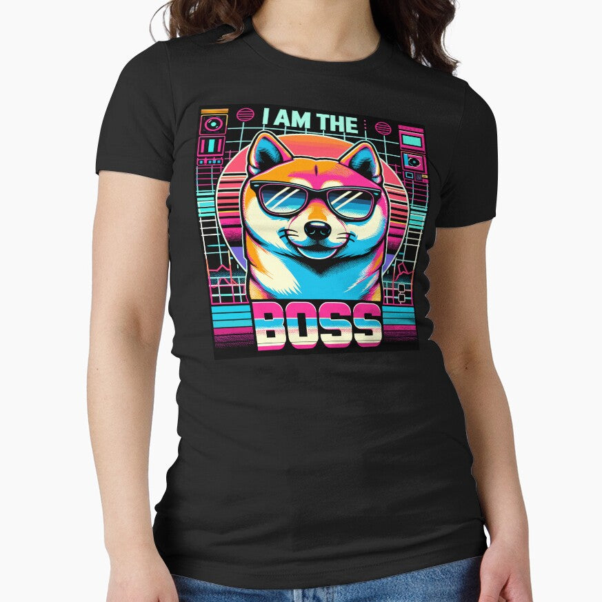 Shiba I am the Boss Vaporwave theme retro by YokujinDesign