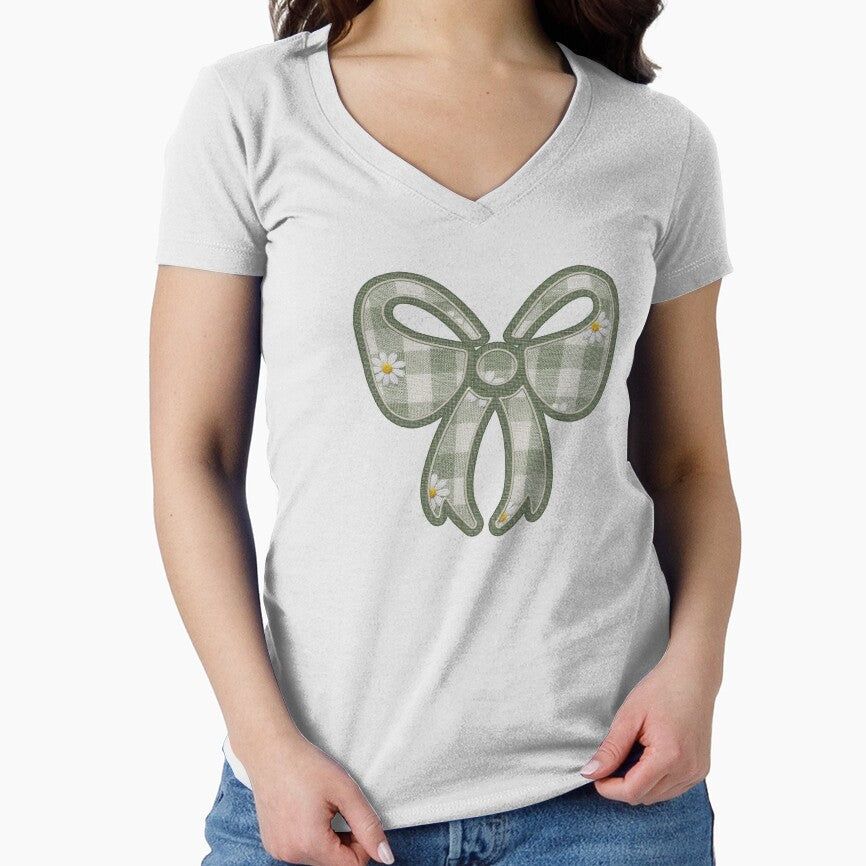 Sage Green Checkered Bow Patch - Coquette Gingham Applique by thelexiverse