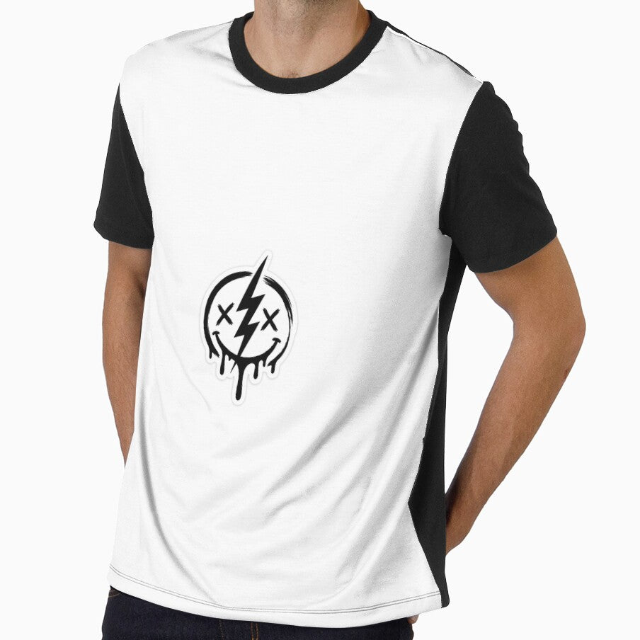 Lightning Smiley Sticker | Grunge Aesthetic Vinyl Decal | Cool Gen Z Laptop & Water Bottle Sticker by LarkLeaf
