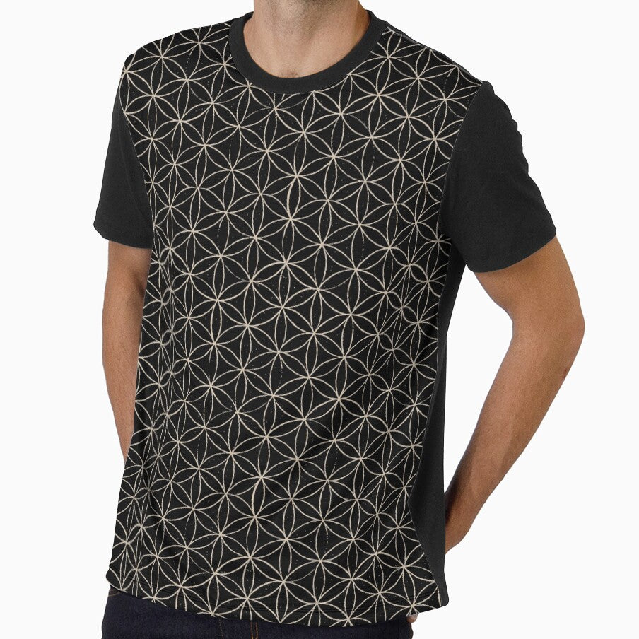 Flower of Life Linocut Pattern - Coal + Dove by Irene Estelle