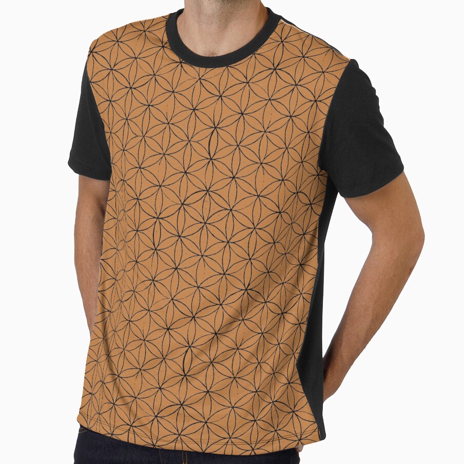 Flower of Life Linocut Pattern - Rust + Coal by Irene Estelle