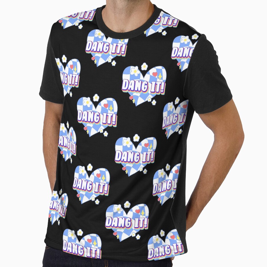 Dang it! Retro 90s Y2K Slang Quotes Twisted / Warp Checkered Box Pattern Heart by Annisa Yuwanda