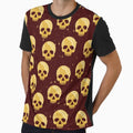 Whimsigoth Golden Skulls on Burgundy by Little Wimbly