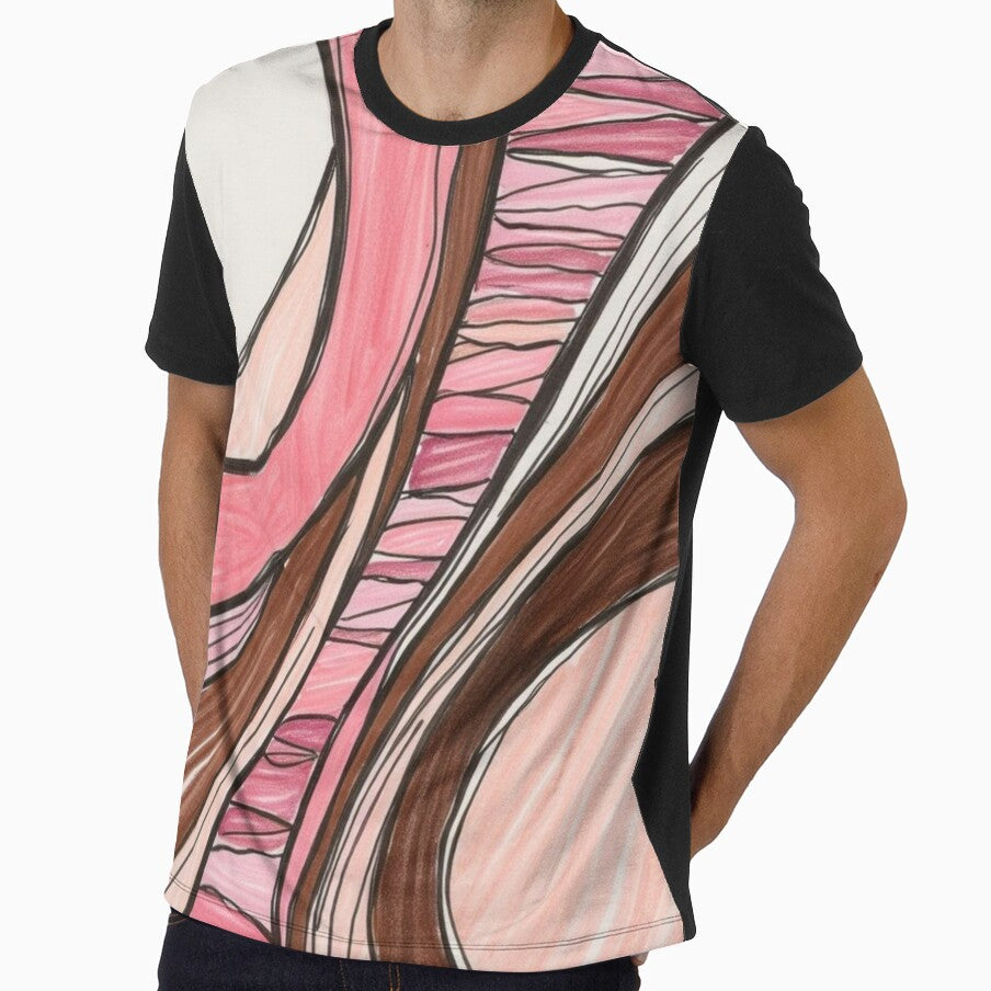 Boho Curved Abstract in Pink and Brown – Retro Warm Wall Art by Harmonic_Layers