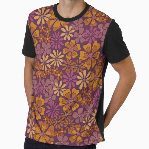 70s 60s Retro flowers in purple and orange by EarthFaeryDSGN