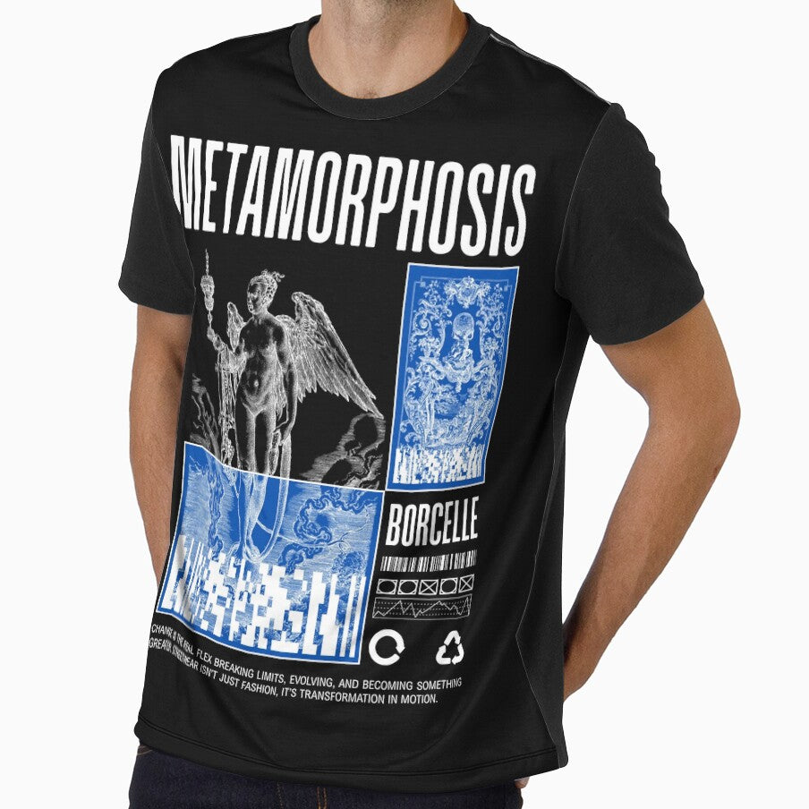 Black & Blue Grunge Metamorphosis Streetwear T-Shirt by Personal Connection