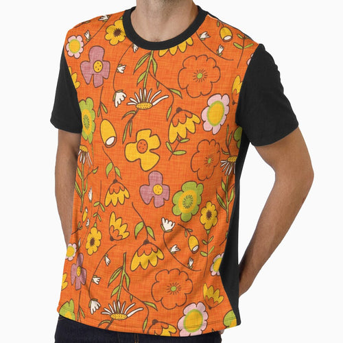 70s Boho Groovy Floral Orange by susycosta