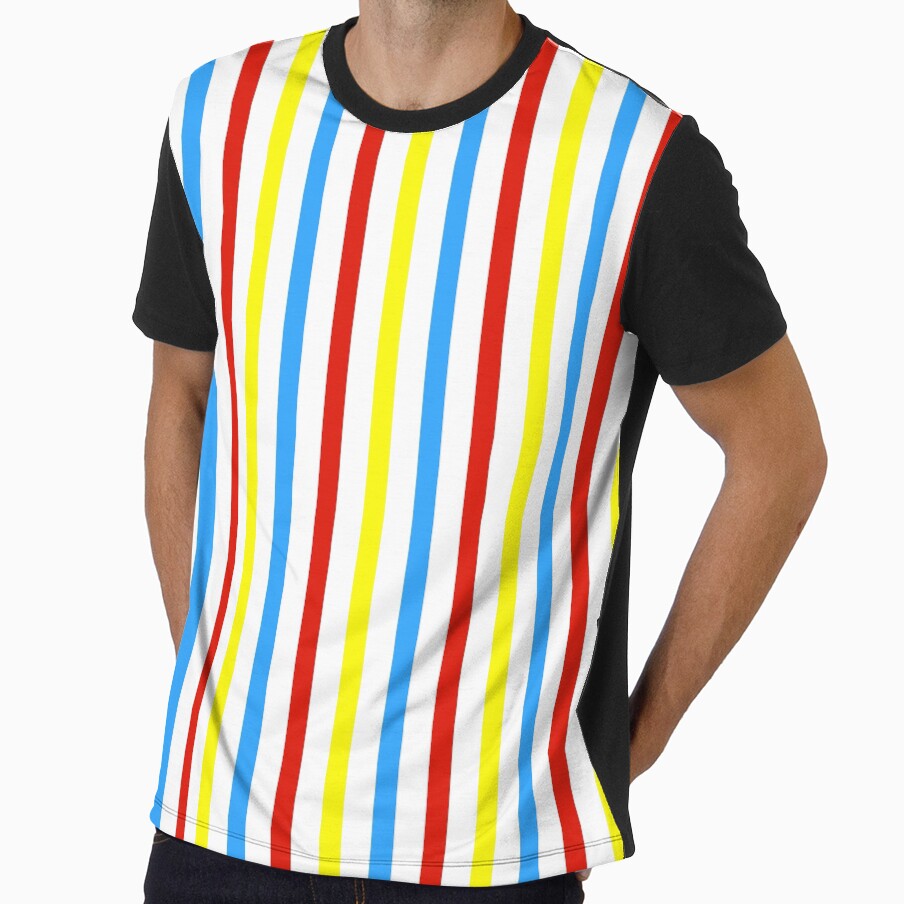 Red, Yellow and Blue Vertical Stripes in White by TwelveParties