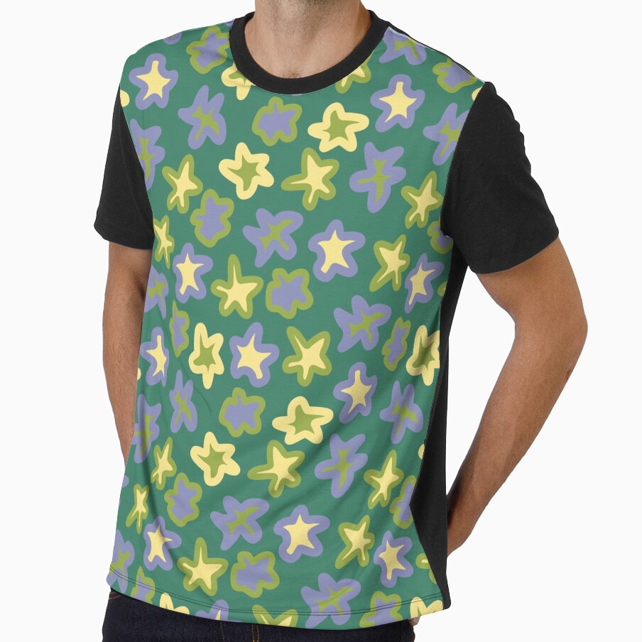 90s 2000s y2k aesthetic abstract stars green purple and yellow by blomastudios