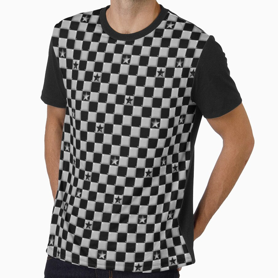 Y2K Grey Checker Stars – Emo & Grunge Scene Pattern by bunnyreeaa