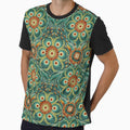 Hare Field Blues – Teal Green + Burnt Sienna Brown Mandala Pattern • Boho Folk Art by Jo Lenz Art Studio