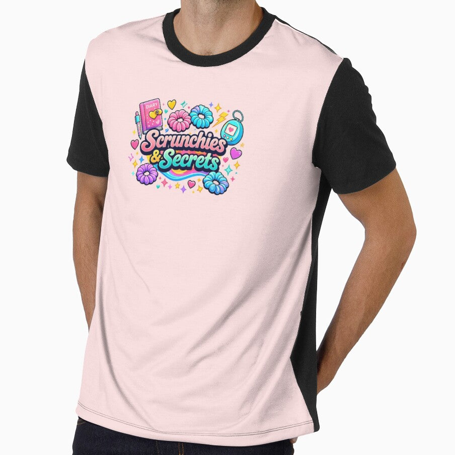 Scrunchies & Secrets Shirt – Vintage 90s Girl Nostalgia Tee | Retro Sleepover Aesthetic by MEMORY-LN-Tees