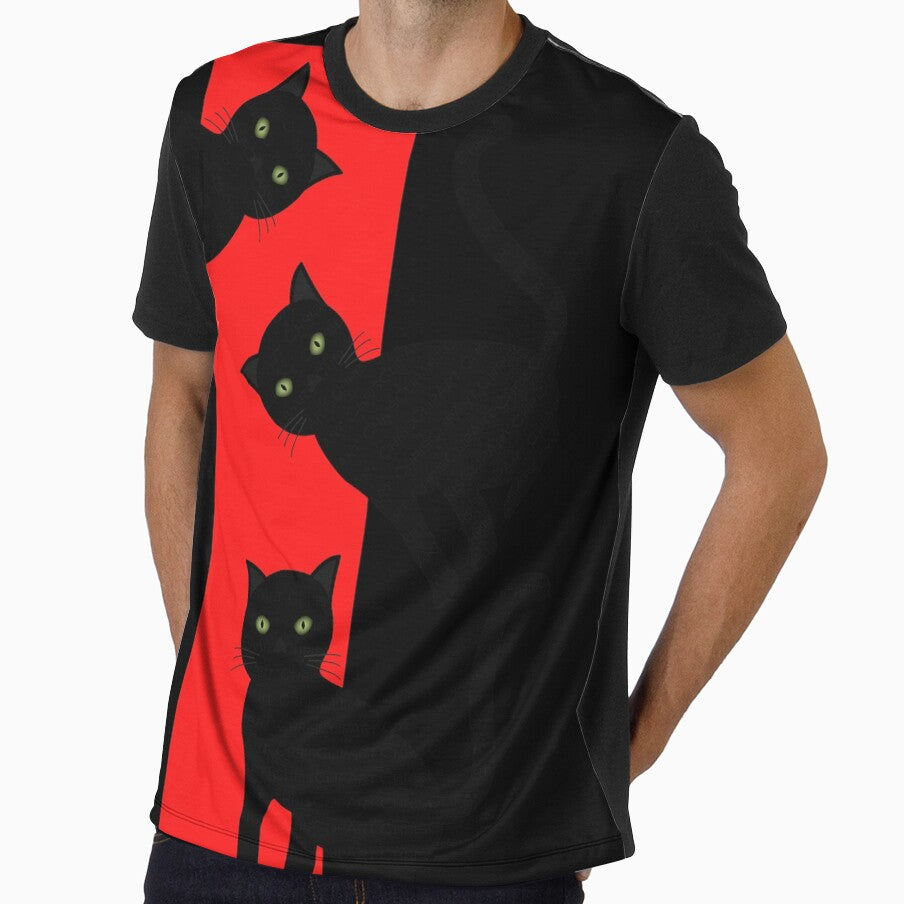 Funny Halloween 3 Black Cats in Red Light by podguy