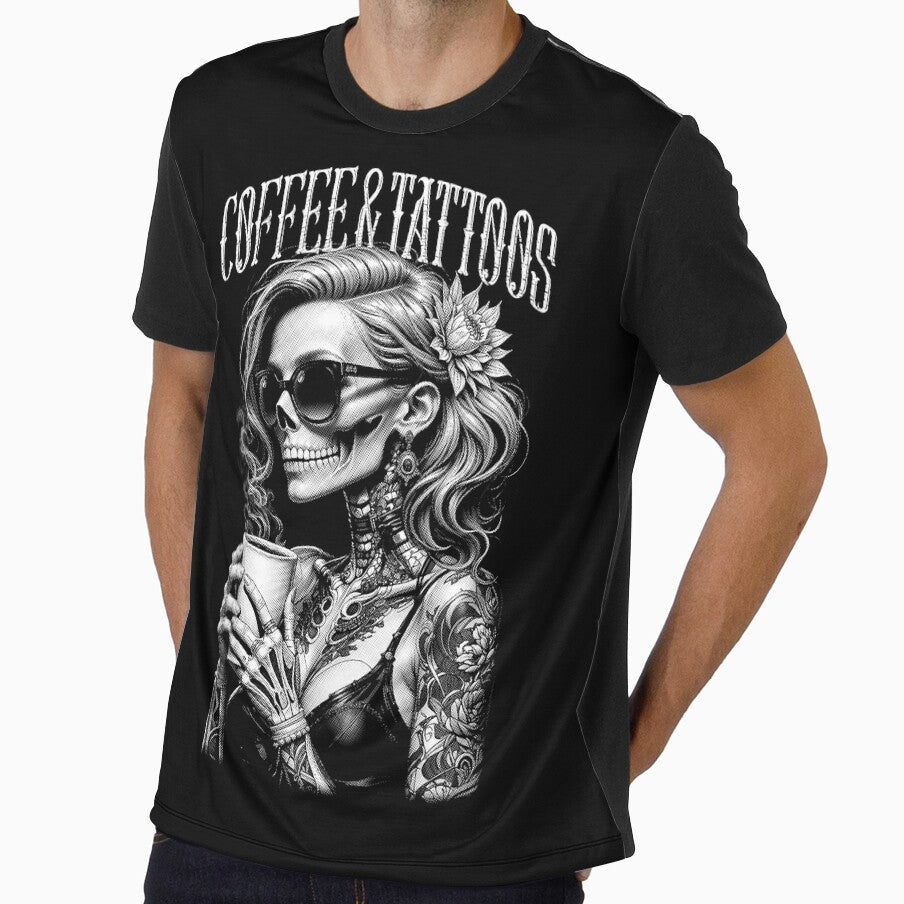 Coffee And Tattoos Gothic Tattooed Skeleton Girl Tattoo Ink by GrandeDuc