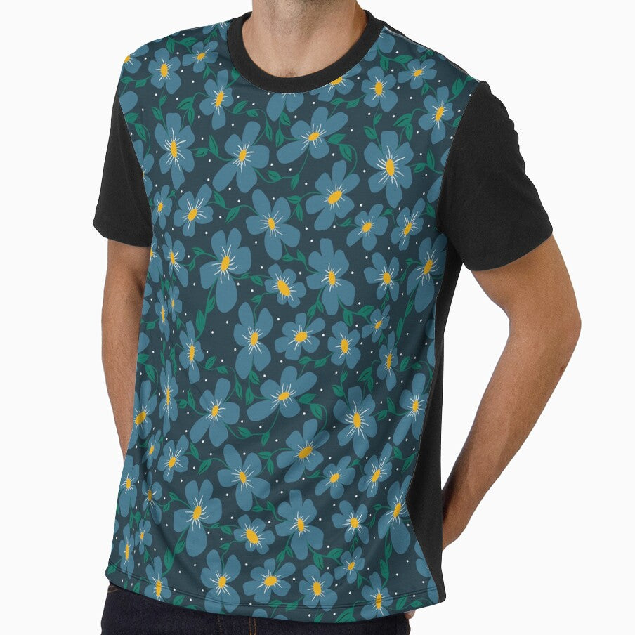 Blue Yellow Groovy Retro Flowers by ShoniwDesigns
