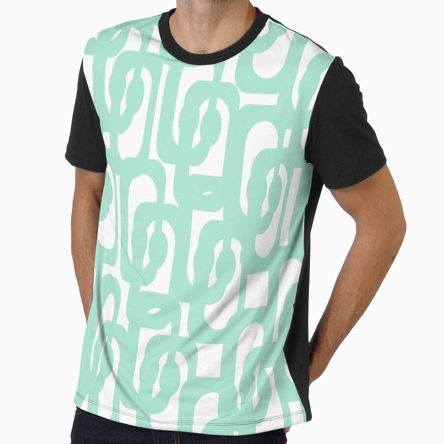 Mid Century Modern Abstract Loop Pattern in Jelly Mint Green and White by kierkegaard