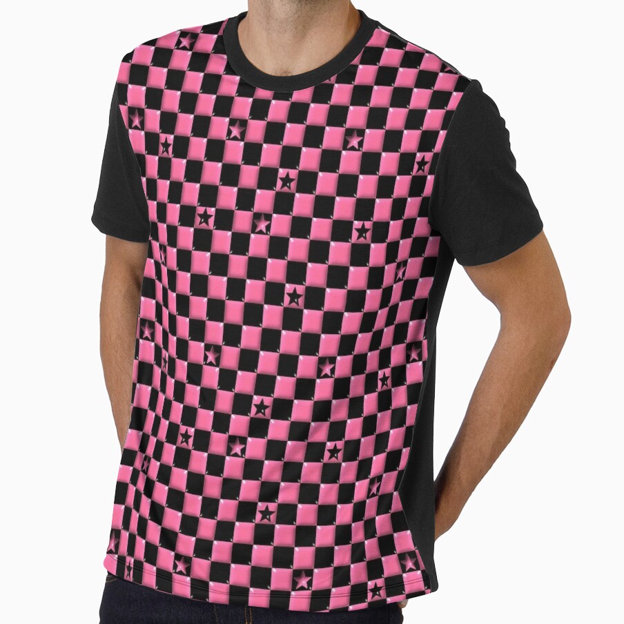 Y2K Scene Pink Checker Stars – Emo & Alt Girl Pattern by bunnyreeaa