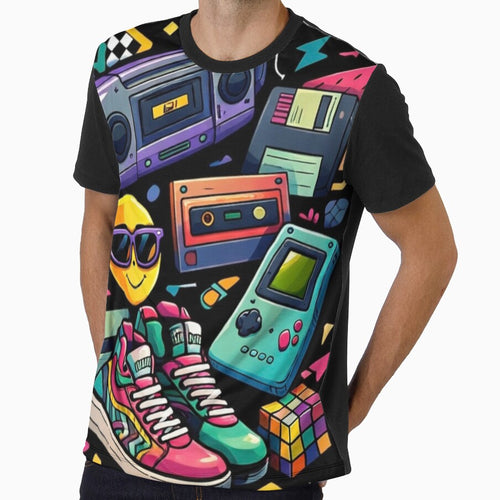 90s Aesthetic Retro Essentials – Nostalgic 90s Kid Gaming & Boombox Illustration by OutofOfficeWear