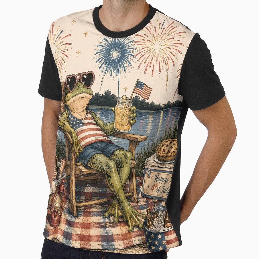 Vintage 4th of July Frog Fireworks Picnic Holiday by BeataPrint