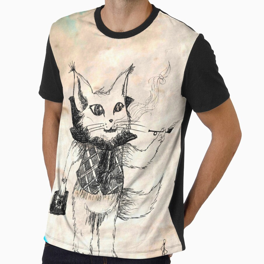 Whimsical Victorian Gentleman Cat Hand Drawn Coffee Paper Black by BOKEbyTC