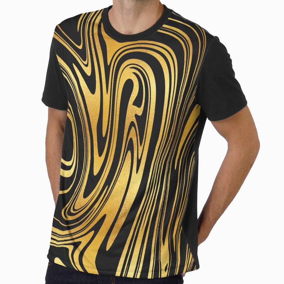 Black and Gold Abstract Swirly Pattern by WOW TeesAndThings