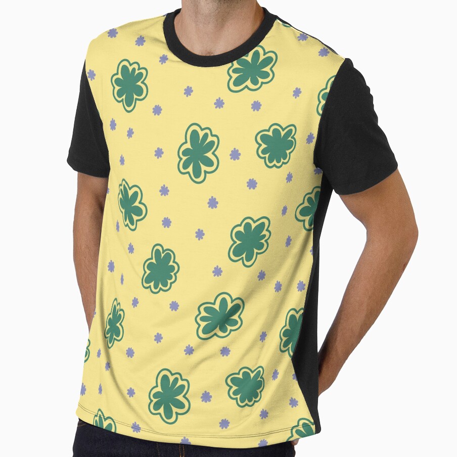 Green and Yellow Flower Pattern 90s 2000s y2k Aesthetic by blomastudios