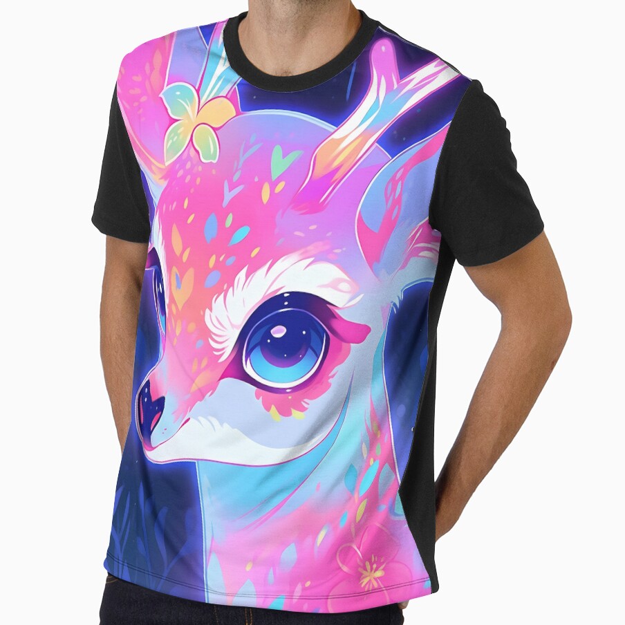 Y2K Aesthetic - Pink Prismatic Stag by Cosmic-Canvases
