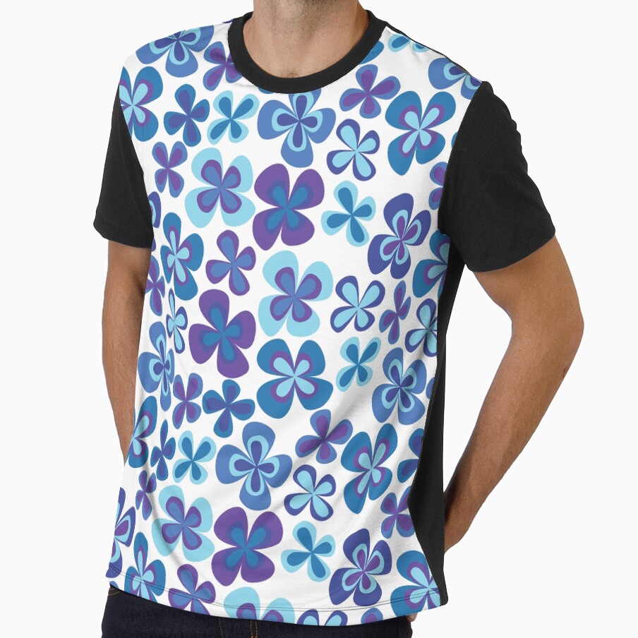 Pastel Blue and Purple 90s 2000s y2k Cute Flower Pattern by blomastudios