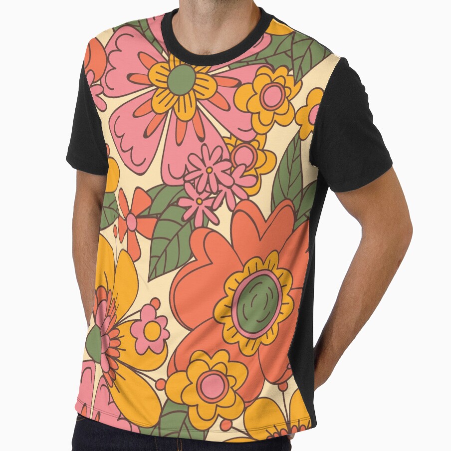 Groovy Retro Floral Pattern by NicolJay