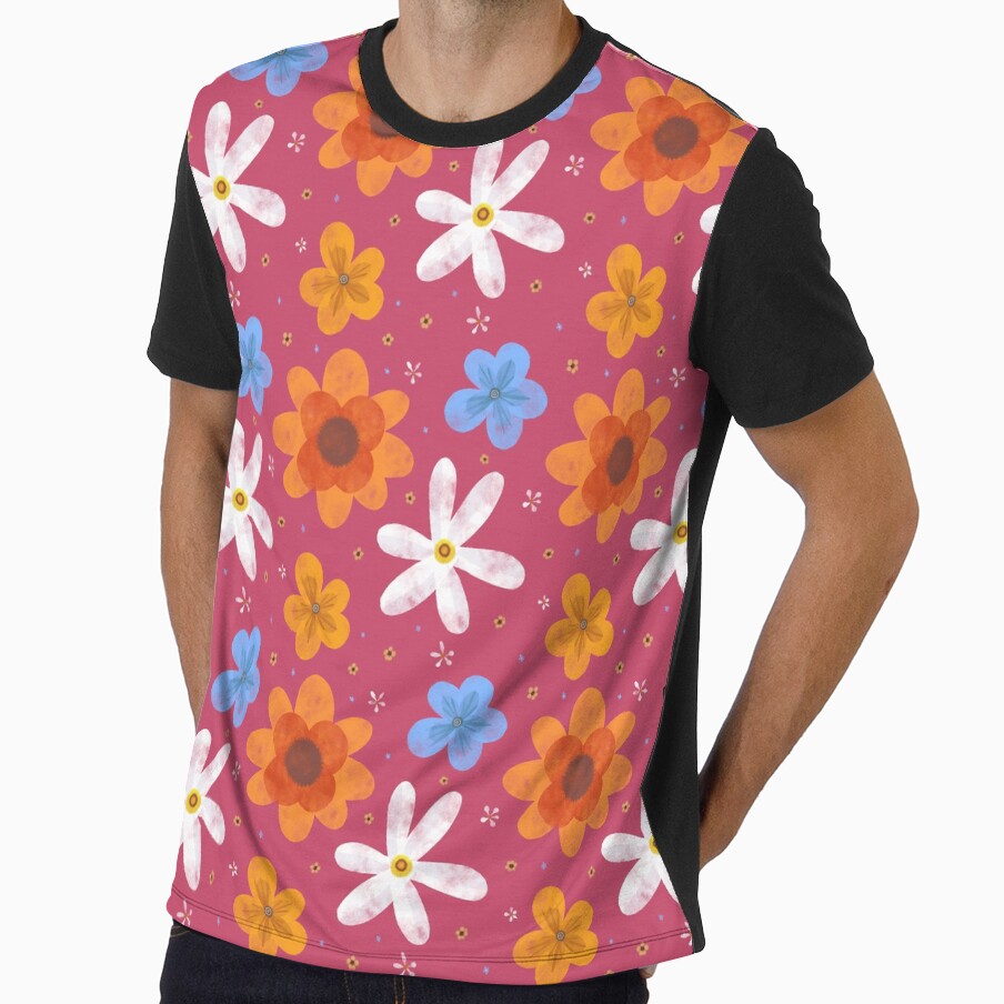 Groovy Watercolour Flowers (Pink) by TheBubblyType