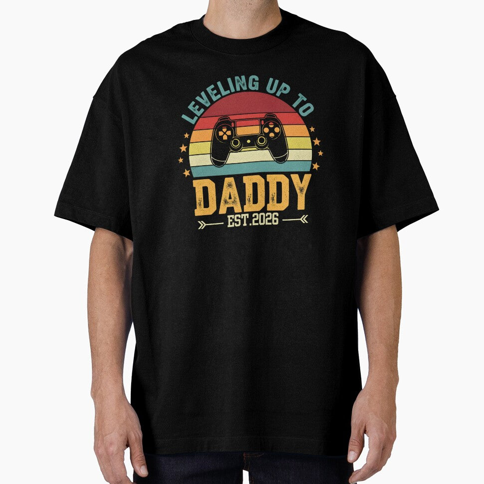 Copy of Leveling Up To Daddy Est. 2026 Gamer Father Announcement Retro Gift by byJamaldesign