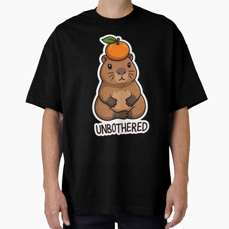 Unbothered Capybara Zen Mode - Funny Chill Animal With Orange by GeniePixel