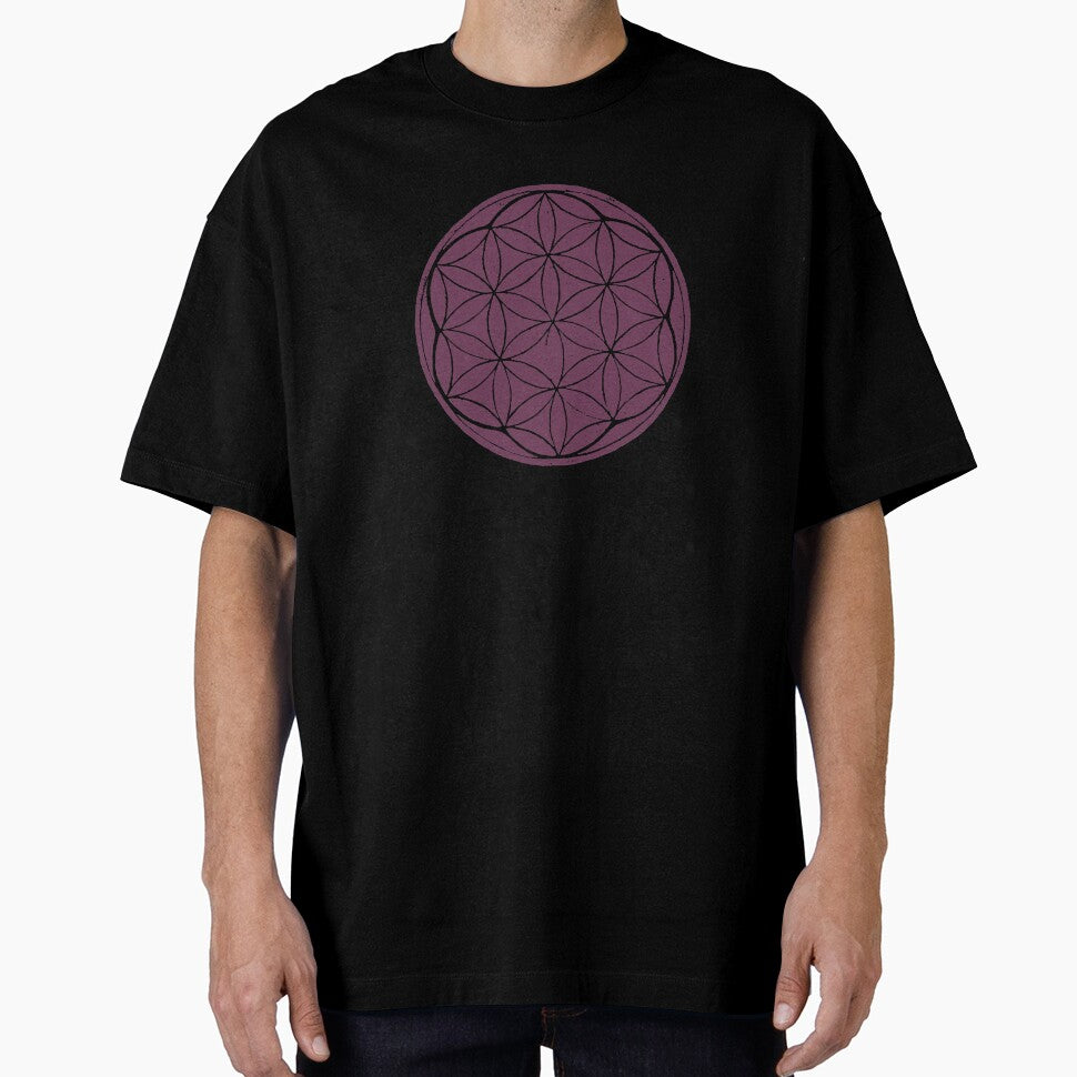 Flower of Life Linocut - Beet + Coal by Irene Estelle